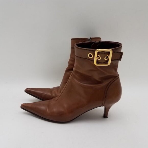 Prada Leather Ankle Boots with Buckle - Picture 2 of 16